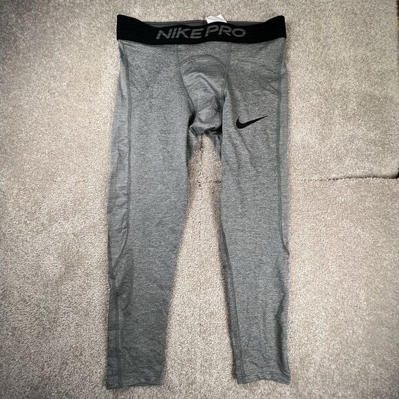 Men's Jock Nike Pro 3/4 Spandex Tights Compression Pants Black  Medium - Picture 1 of 5